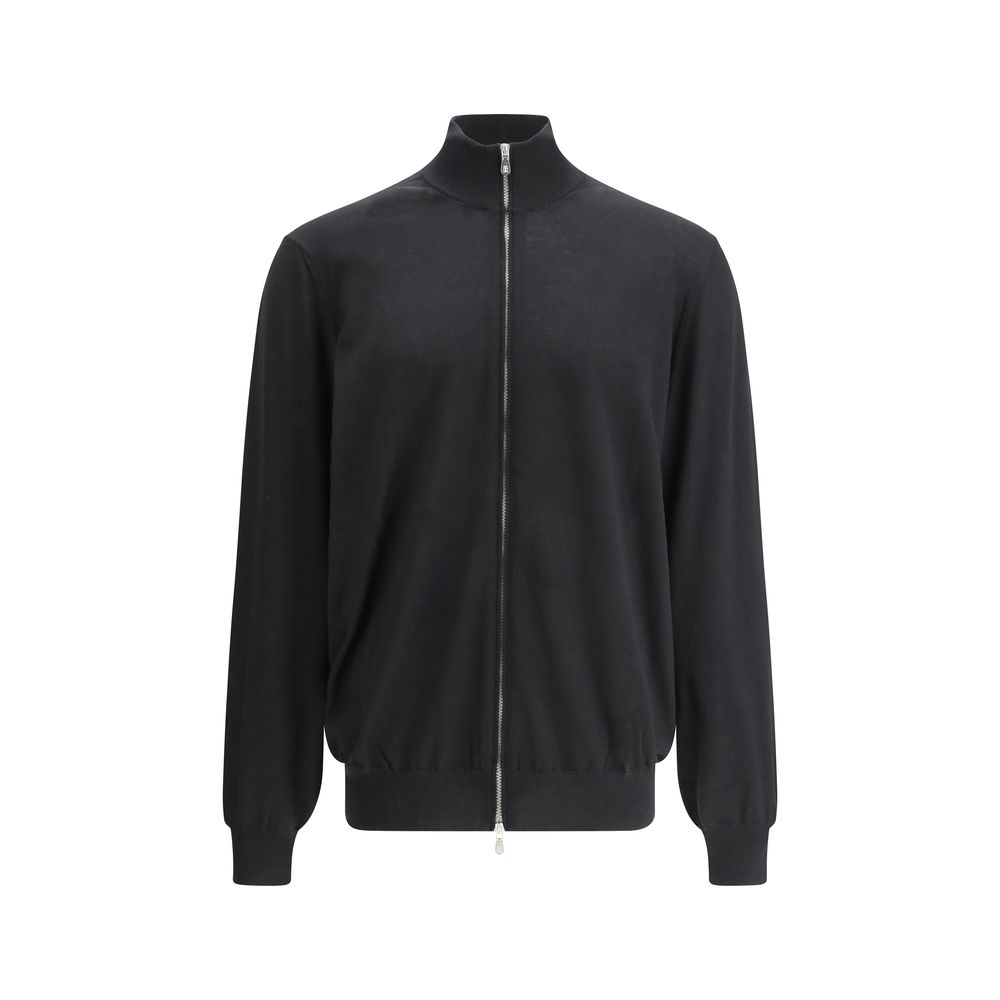 Brunello Cucinelli Black Fleece Wool Cardigan