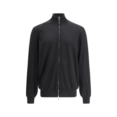 Brunello Cucinelli Black Fleece Wool Cardigan