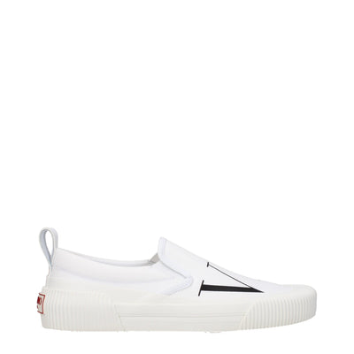 Valentino Garavani White Fabric Slip-On Loafers