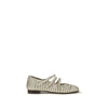 Carel Paris Silver Calf Leather Bos Taurus Ballet Flats