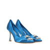 Manolo Blahnik Blue Silk High Heel Pumps