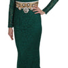 Robe longue à manches longues Dolce &amp; Gabbana Emerald Elegance