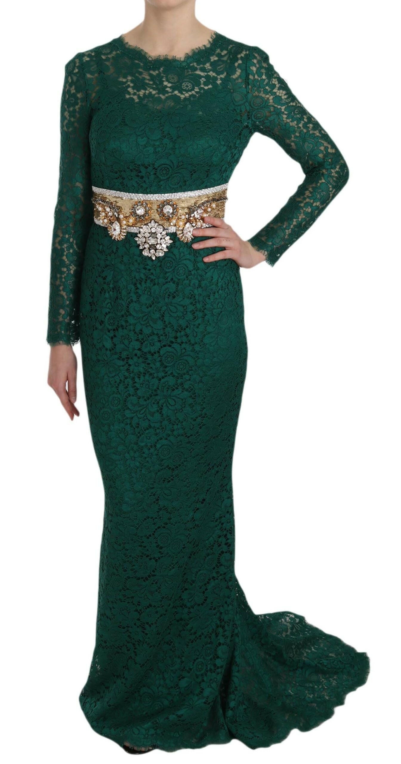 Robe longue à manches longues Dolce &amp; Gabbana Emerald Elegance