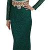 Robe longue à manches longues Dolce &amp; Gabbana Emerald Elegance