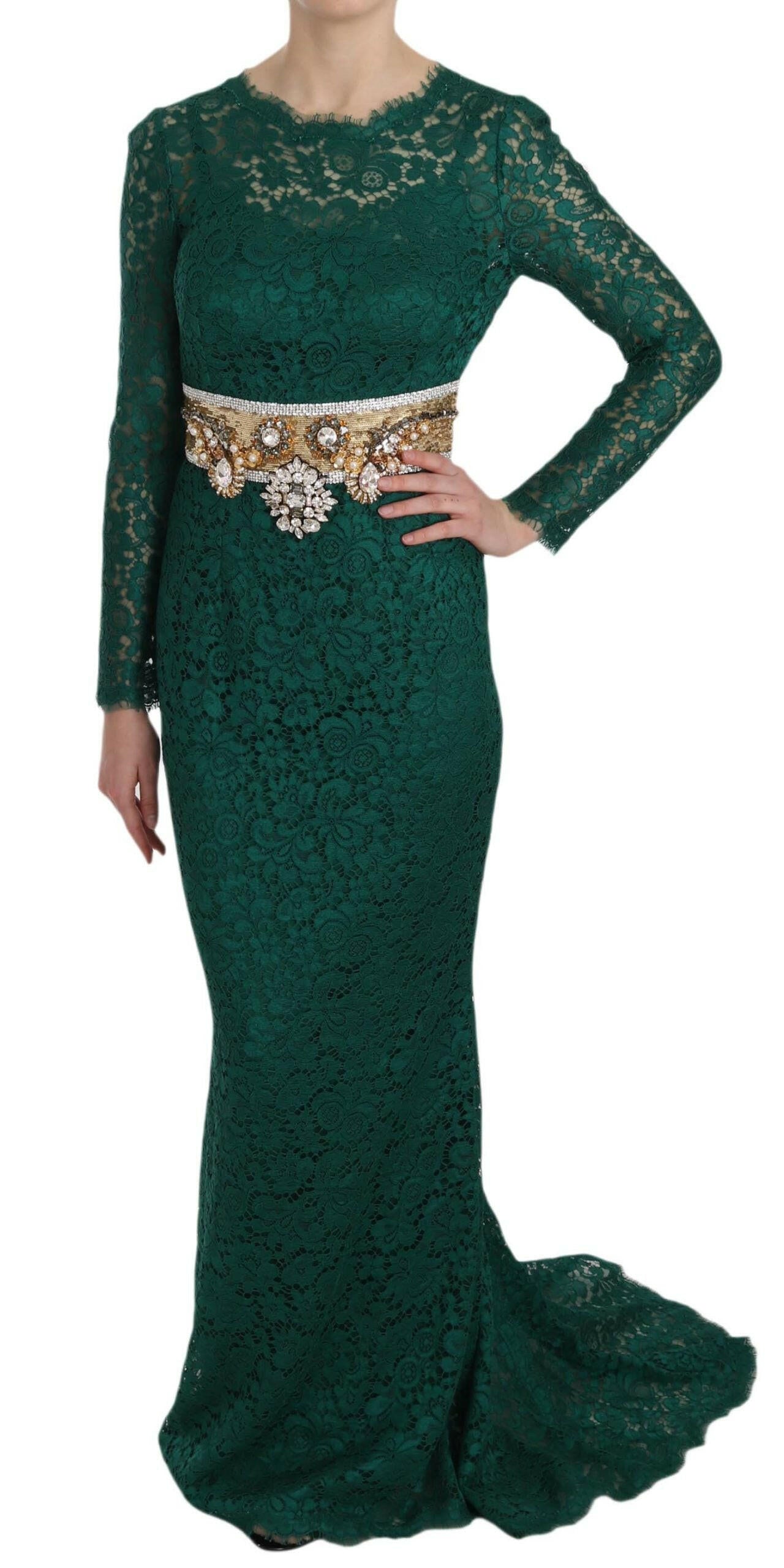 Robe longue à manches longues Dolce &amp; Gabbana Emerald Elegance