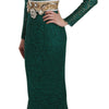 Robe longue à manches longues Dolce &amp; Gabbana Emerald Elegance