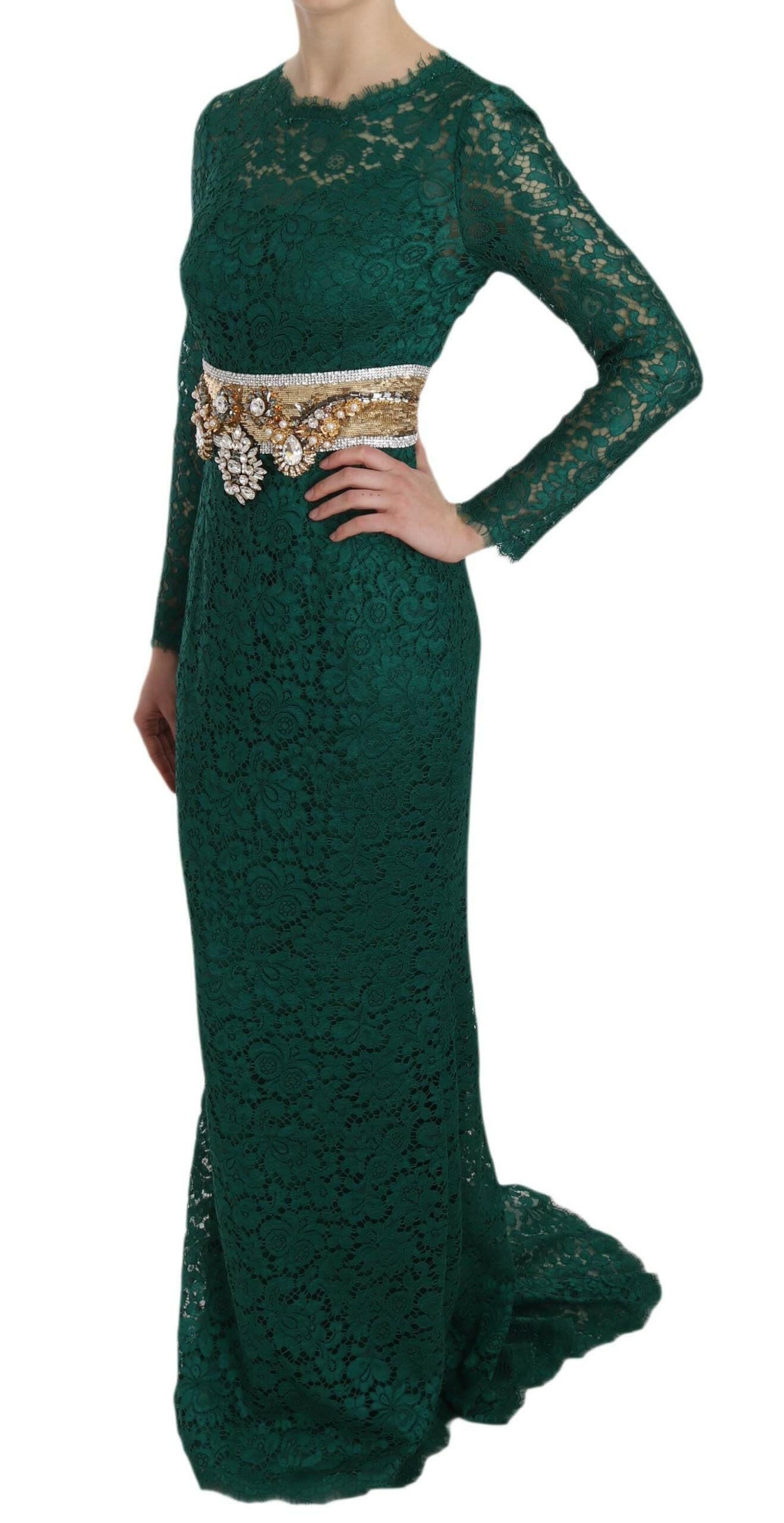 Robe longue à manches longues Dolce &amp; Gabbana Emerald Elegance