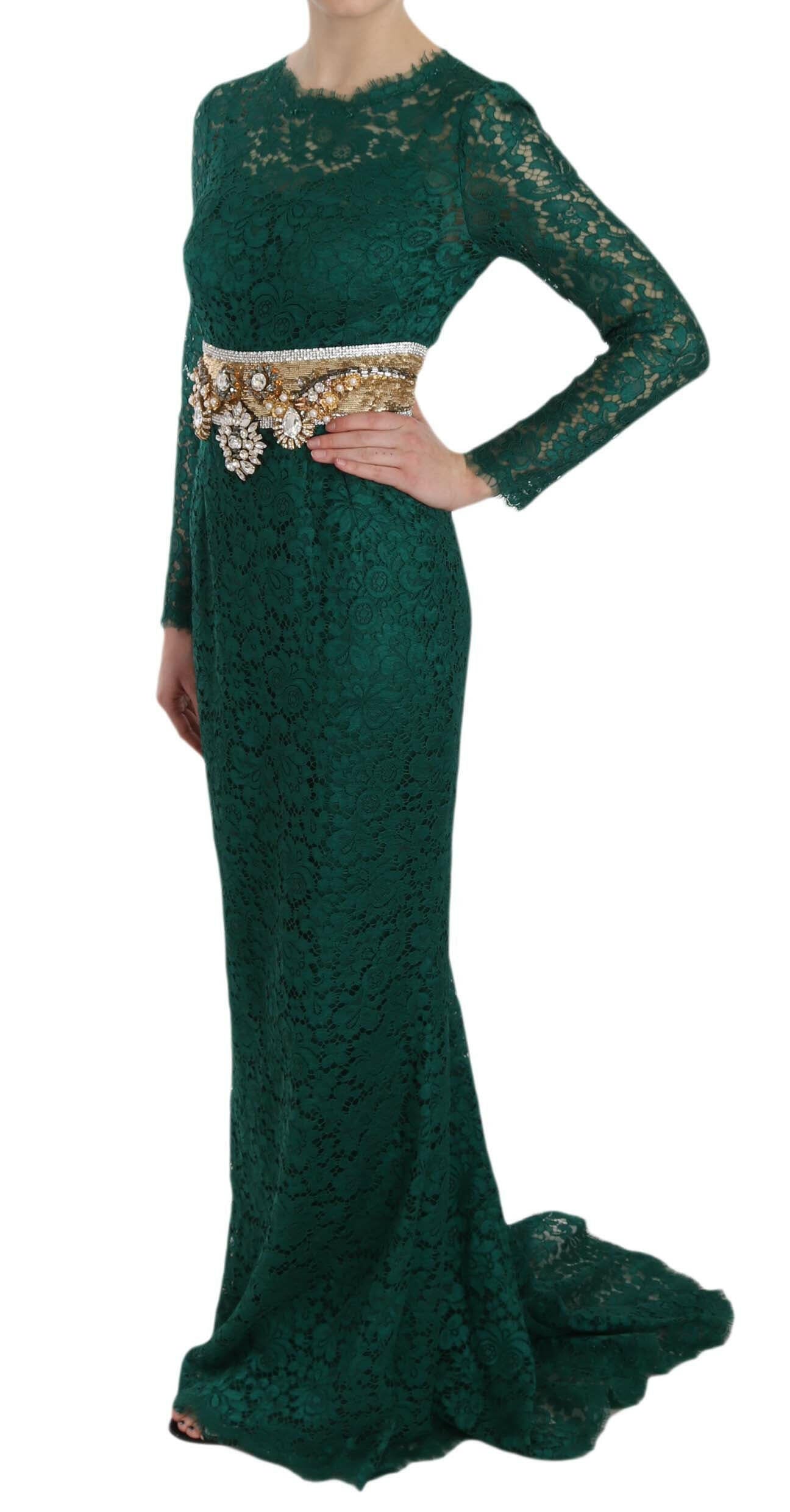Robe longue à manches longues Dolce &amp; Gabbana Emerald Elegance