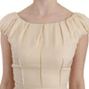 Dolce & Gabbana Beige Silk Column Cap Sleeve Gown Dress