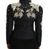Dolce & Gabbana Black Jacquard Crystal Floral Jacket
