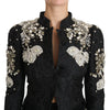 Dolce & Gabbana Black Jacquard Crystal Floral Jacket