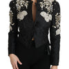 Dolce & Gabbana Black Jacquard Crystal Floral Jacket