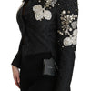 Dolce & Gabbana Black Jacquard Crystal Floral Jacket