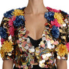 Dolce & Gabbana Crystal Sequined Floral Jacket Coat