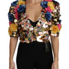 Dolce & Gabbana Crystal Sequined Floral Jacket Coat