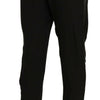 Guess Black Polyester High Waist Cropped Trousers Pants