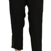 Guess Black Polyester High Waist Cropped Trousers Pants