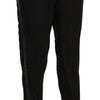 Guess Black Polyester High Waist Cropped Trousers Pants