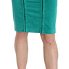 GF Ferre Green Solid Twill Knee Length Pencil Midi Skirt