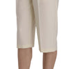 Silvian Heach Cream Mid Waist Cotton Straight Cropped Pants