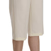Silvian Heach Cream Mid Waist Cotton Straight Cropped Pants