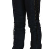 Just Cavalli Blue Low Waist Skinny Trousers Braided String Pants