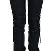 Just Cavalli Blue Low Waist Skinny Trousers Braided String Pants