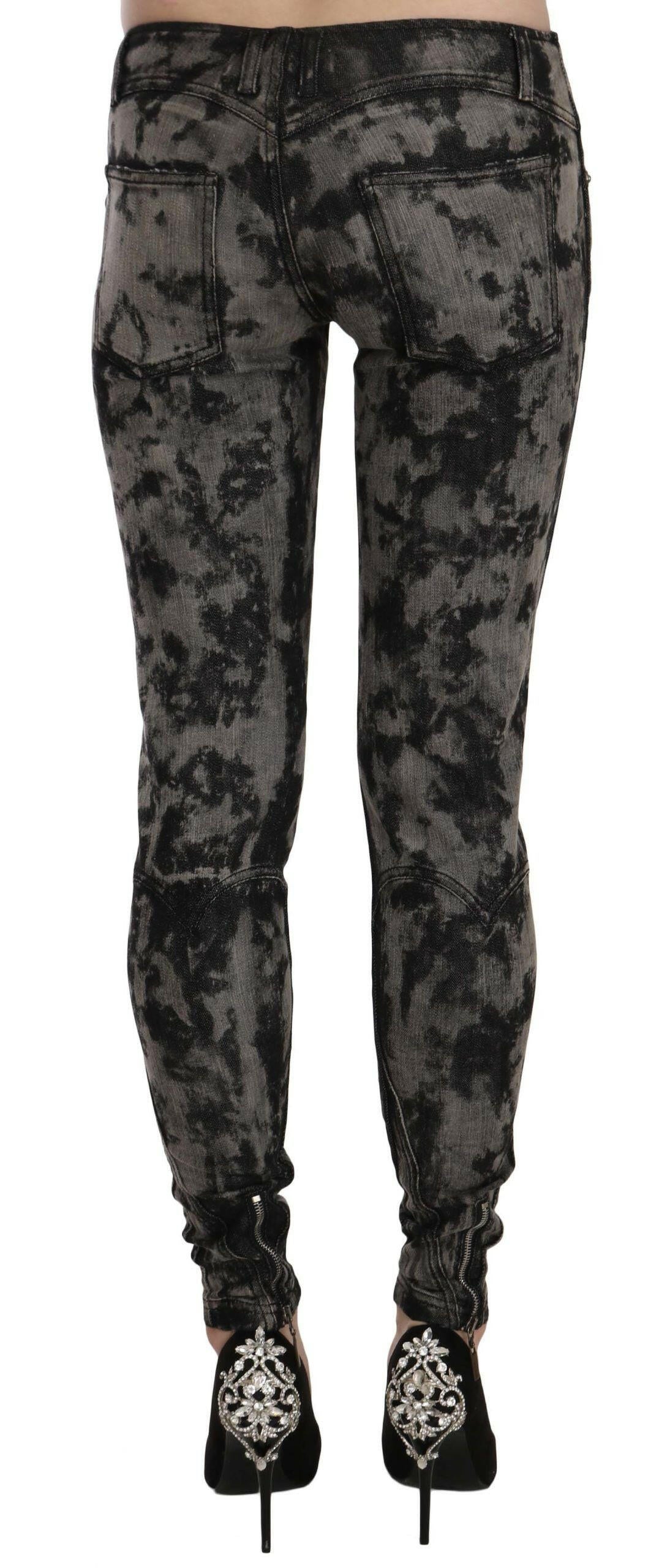 Just Cavalli – Schwarze, graue, verblasste Skinny-Jeans mit niedriger Taille