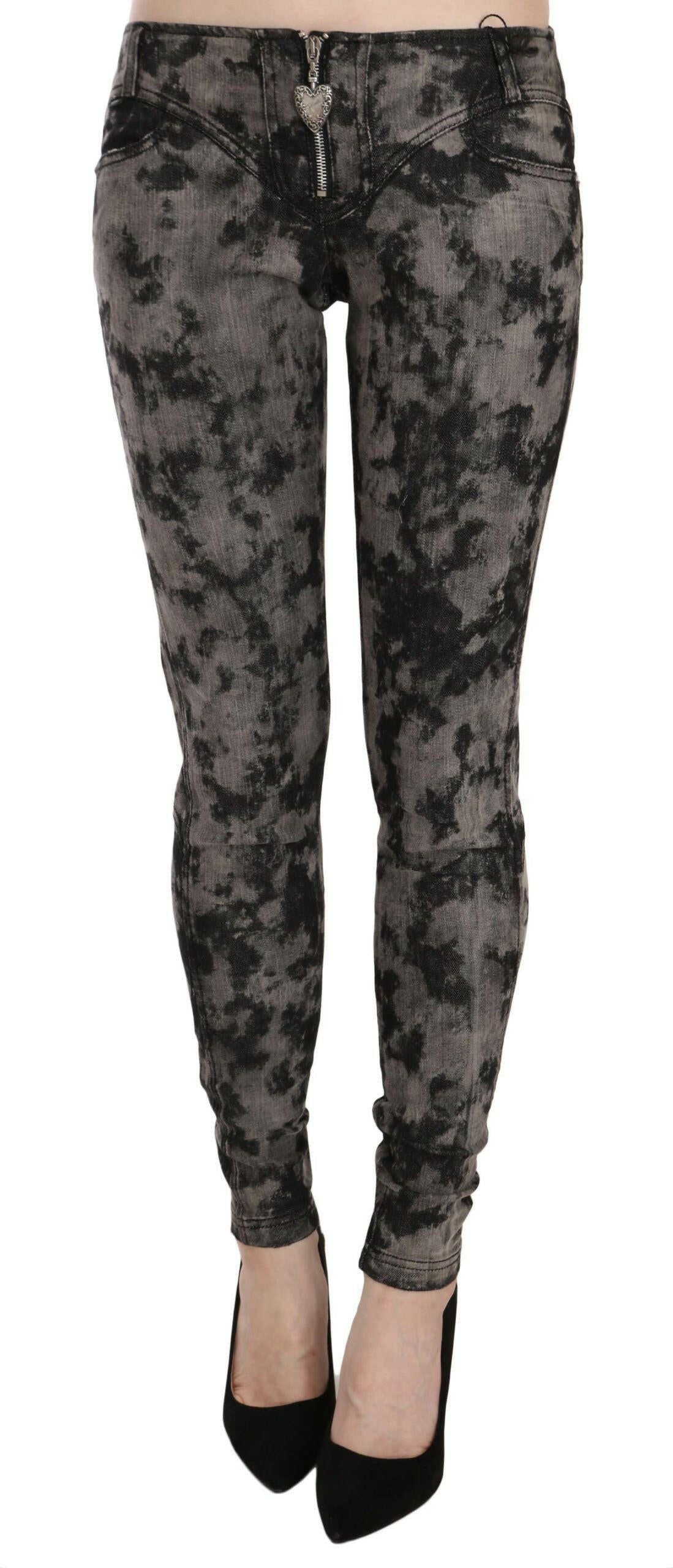 Just Cavalli – Schwarze, graue, verblasste Skinny-Jeans mit niedriger Taille