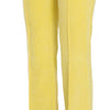 Just Cavalli Yellow Corduroy Mid Waist Straight Trousers Pants