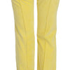 Just Cavalli Yellow Corduroy Mid Waist Straight Trousers Pants