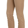 Just Cavalli Brown Cotton Stretch Mid Waist Skinny Trousers Pants