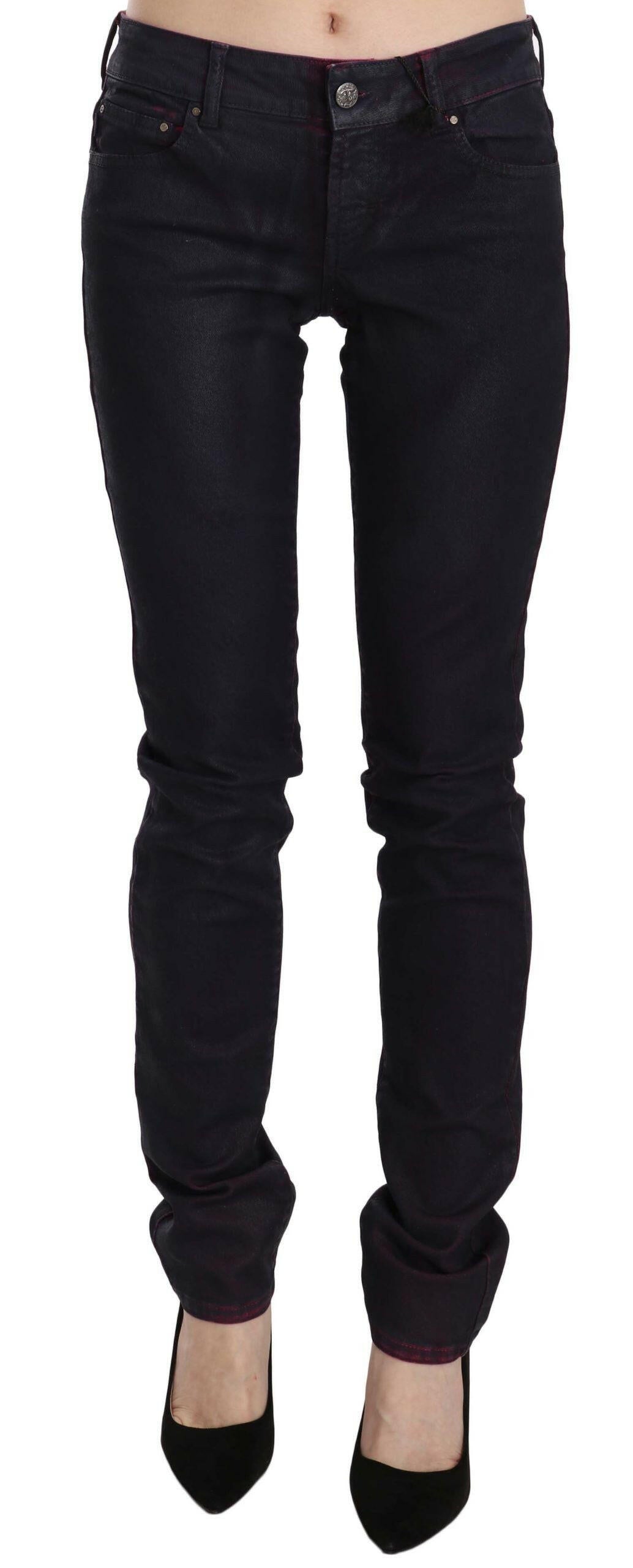 Just Cavalli Black Cotton Low Waist Skinny Denim Pants