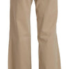 Just Cavalli Beige Cotton Mid Waist Flared Trousers Pants