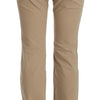 Just Cavalli Beige Cotton Mid Waist Straight Trousers Pants