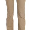 Just Cavalli Beige Cotton Mid Waist Straight Trousers Pants