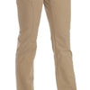 Just Cavalli Beige Cotton Mid Waist Straight Trousers Pants