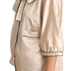Dolce & Gabbana Beige Ribbon Silk Stretch Top Blouse