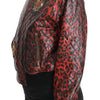 Dolce & Gabbana Red Leopard Button Crystal Leather Jacket