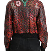 Dolce & Gabbana Red Leopard Button Crystal Leather Jacket