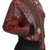 Dolce & Gabbana Red Leopard Button Crystal Leather Jacket