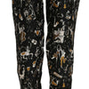 Dolce & Gabbana Black Jazz Club Print High Waist Tapered Pants
