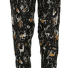 Dolce & Gabbana Black Jazz Club Print High Waist Tapered Pants