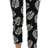 Dolce & Gabbana Black Palm Leaf Print Skinny Pants