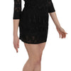 John Richmond Black Silk Sequined Mini Shift Gown