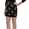 John Richmond Black Crystal Stretch Mini Shift Dress