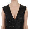 John Richmond Black Leather Studded Mini Shift Dress