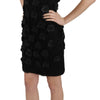 John Richmond Black Silk Leather Flowers Sheath Dress