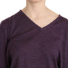 BYBLOS Lilafarbenes Pullover-Oberteil mit V-Ausschnitt und langen Ärmeln