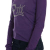 Exte Purple Crystal Embellished Long Sleeve Casual Top